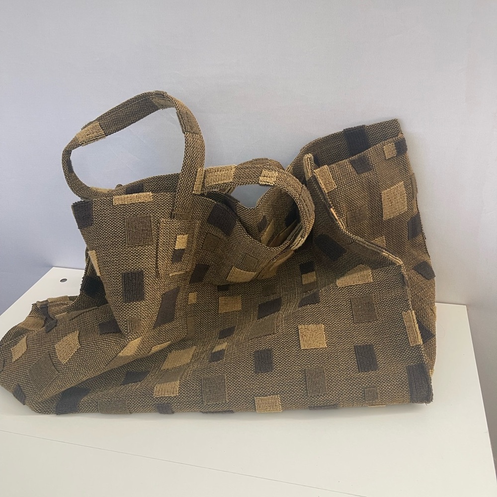 Geometric Upholstery Fabric Tote Bag Hand Made - Picture 7 of 13